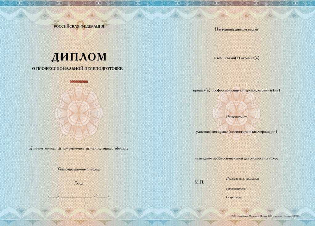 Диплом о переподготовке 2013 года 