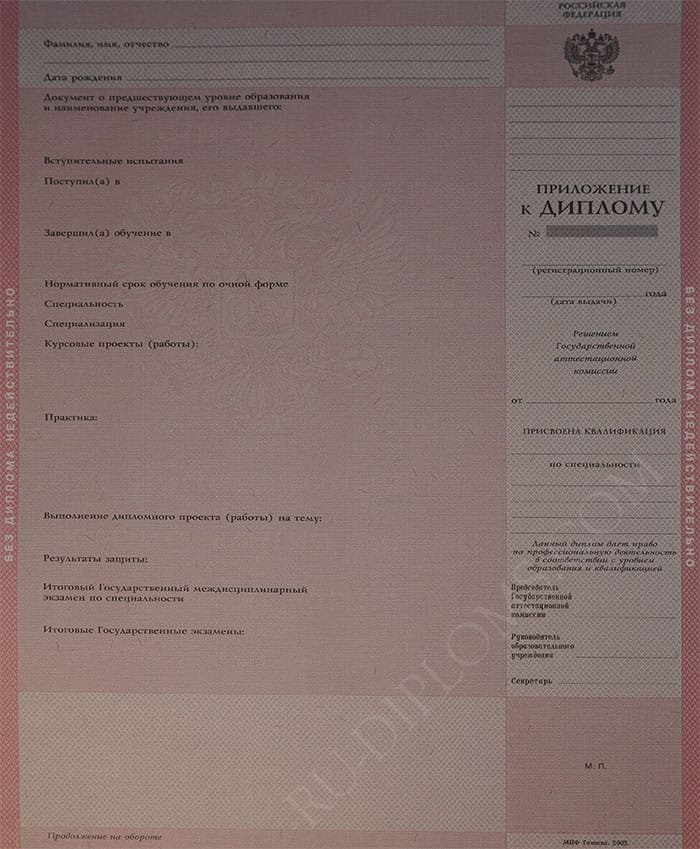 Диплом техникума или колледжа 2004-2006 год 